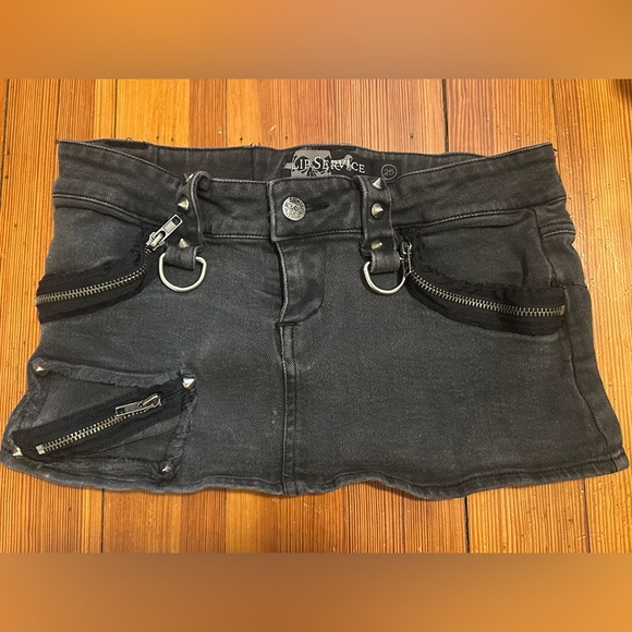 Vintage Lip Service black/charcoal Denim Micro Mini Skirt